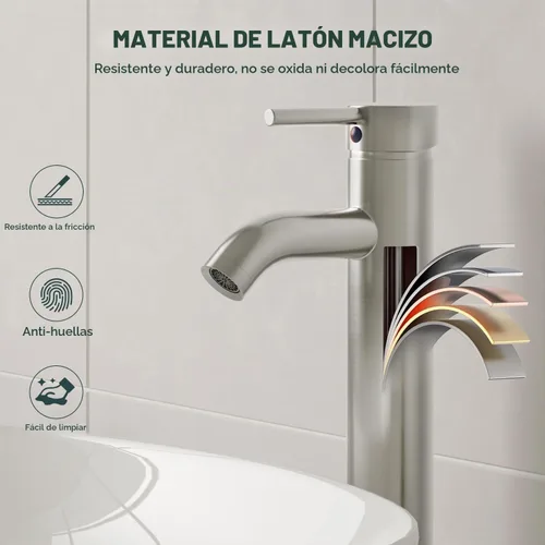 Vista 4 de Canilla monomando Greenspring para lavamanos de baño, de acero inoxidable, SYNCHKG080148