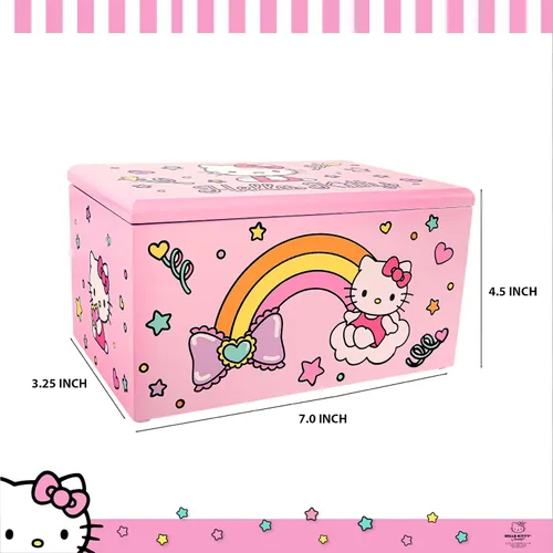 Vista 5 de Hello Kitty Sanrio Joyero con bandeja Regalo oficial de madera rosa