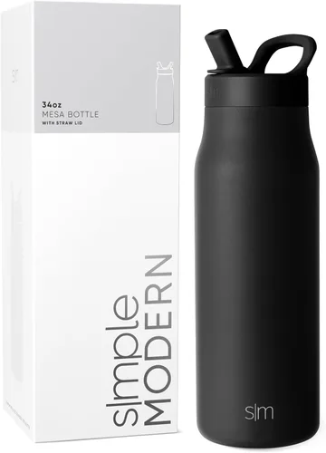 Vista 30 de Simple Modern Botella de agua con tapa de pajilla Termo de acero inoxidable aislado Botellas de agua reutilizables para viajes para gimnasio