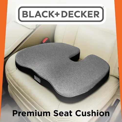 Vista 6 de BLACK+DECKER Cojín de asiento de espuma viscoelástica acolchada y tejida en U para silla de oficina, coche, silla de ruedas y avión – Ergonómico