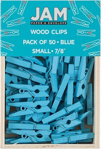 Vista 33 de JAM Papel® Mini Madera Ropa Pin Clips – 1 1/8" & 7/8 – 50 por caja, Blanco
