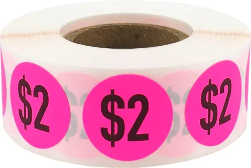 Vista 11 de $7 Precio Pegatinas Amarillo fluorescente Puntos circulares redondos de 0.75 pulgadas 500 pegatinas adhesivas totales