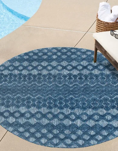 Vista 18 de Unique Loom Alfombra de área de la colección texturizada Trellis para exteriores, color osage, 2 x 3 pies, rectangular, color aguamarina