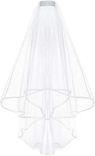 Vista 2 de Clydia Bridal - Juego de 4 piezas para novia, cierre de solapa de seguridad, velo, diadema