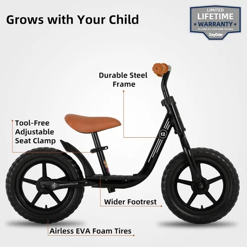 Vista 2 de Joystar Bicicleta de equilibrio de 10 y 12 pulgadas para niñas y niños, de 18 meses a 5 años, bicicleta para niños con reposapiés y altura