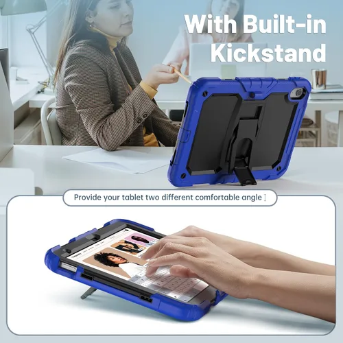 Vista 3 de Timecity Funda para iPad (A16) de 11ª/10ª generación (modelo 2025/2022) con protector de pantalla, soporte plegable, funda protectora duradera