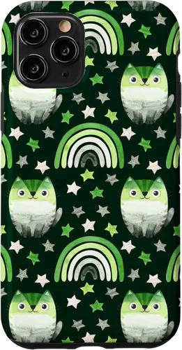 Vista 10 de Funda para iPhone 15 Aromantic Pride Month Green Rainbows Cats LGBT Gay Subtle Bi