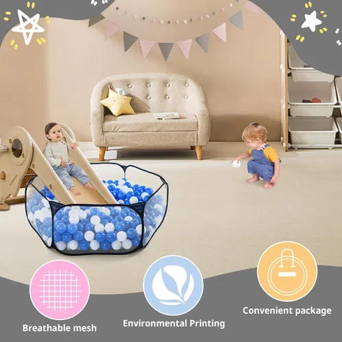 Vista 8 de STARBOLO Tienda de campaña para niños con pelotas, plegable para niños pequeños, piscina de pelotas, valla de gateo para interiores y exteriores