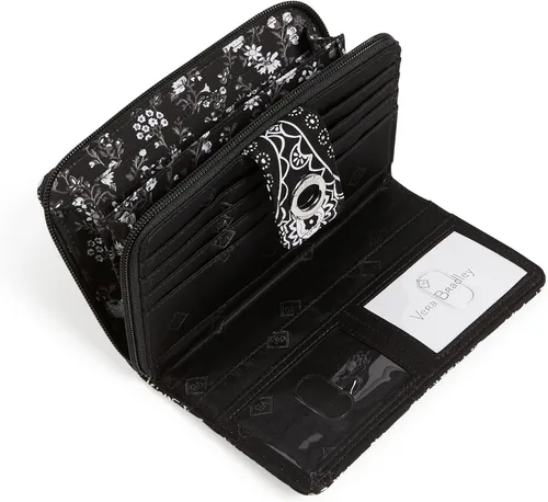 Vista 3 de Vera Bradley Cartera de algodón con protección RFID para mujer, Painted Feathers