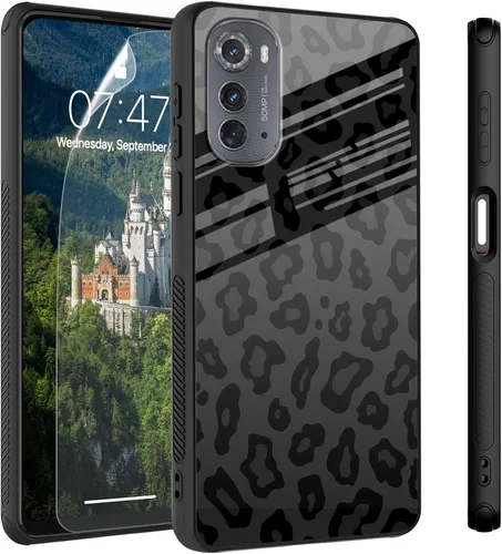 Vista 52 de Funda para Motorola Moto Edge 2022, cubierta trasera de vidrio templado con protector de pantalla, funda protectora a prueba de golpes para Motorola