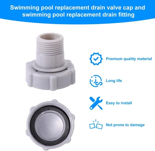 Vista 4 de 2 piezas de repuesto para piscina Coleman, tapa de válvula de drenaje y conector de manguera compatible con accesorios de piscina Coleman, piezas
