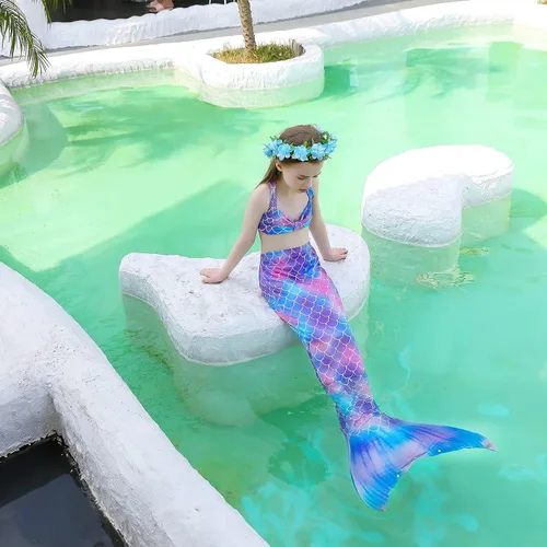 Vista 3 de Mermaid Tails - Traje de baño de princesa para niñas Cerulean