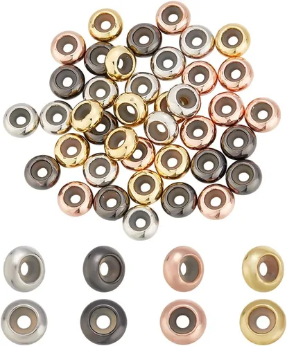 Vista 8 de SUPERFINDINGS 60 cuentas de tapón de 0.157 pulgadas (0.157 in), cuentas redondas de goma, 3 colores, cuentas deslizantes, inserto, tapón de goma