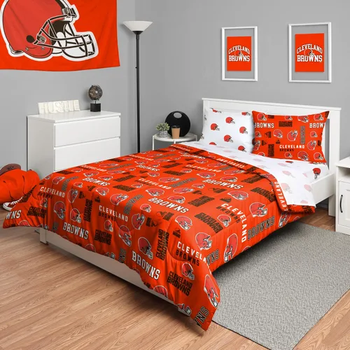 Vista 28 de FOCO Juego de ropa de cama unisex para adultos con logotipo del equipo de la NFL, sábanas y fundas de almohada, juego de ropa de cama de 5 piezas