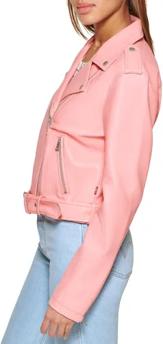 Vista 3 de Levi's Women's Faux Leather Belted Motorcycle Jacket (Standard & Plus Sizes)