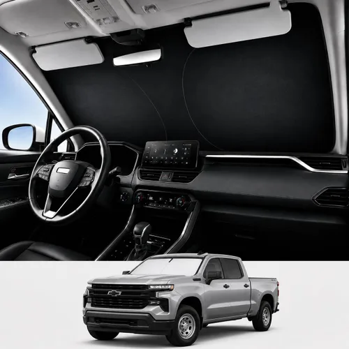 Vista 168 de Proadsy Parasol para parabrisas Rivian R1S 2022-2025 2026 de 4 capas plegable, protector de parasol frontal que bloquea los rayos UV, mantiene