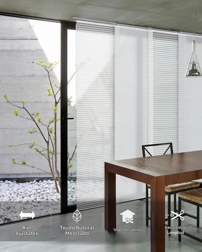 Vista 2 de GoDear Design paneles ajustables de cortina deslizante para divisores de habitación colgantes, cortina vertical para ventanas y puertas, riel Eclipse