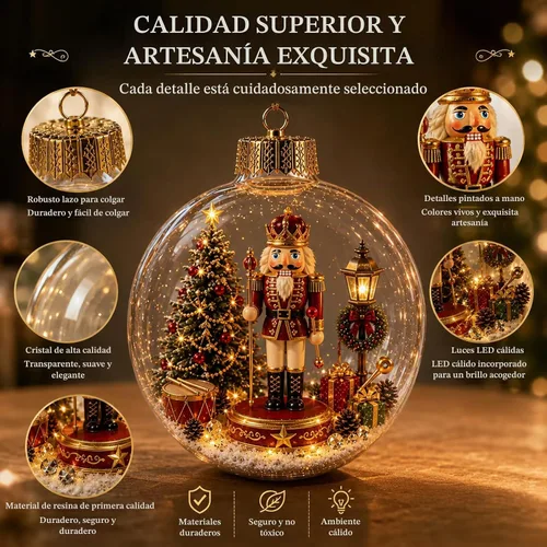 Vista 6 de Adorno de historia de Navidad brillante, mini escena navideña iluminada