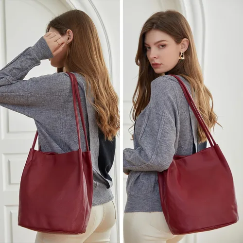 Vista 2 de Iswee - Bolsos de cuero genuino, diseño de hombro Hobo, bolsos para mujer
