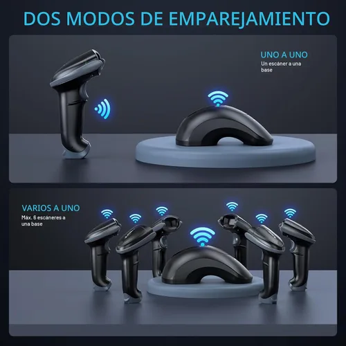 Vista 7 de TEEMI Escáner de código de barras Bluetooth con receptor de datos de base de carga USB, lector de código de barras inalámbrico QR 1D 2D para iOS