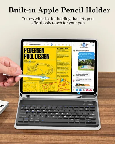 Vista 6 de Funda con teclado para iPad Pro de 12.9 pulgadas (modelo antiguo) 2015 1ª/2017 2ª generación - Teclado Bluetooth inalámbrico recargable, desmontable