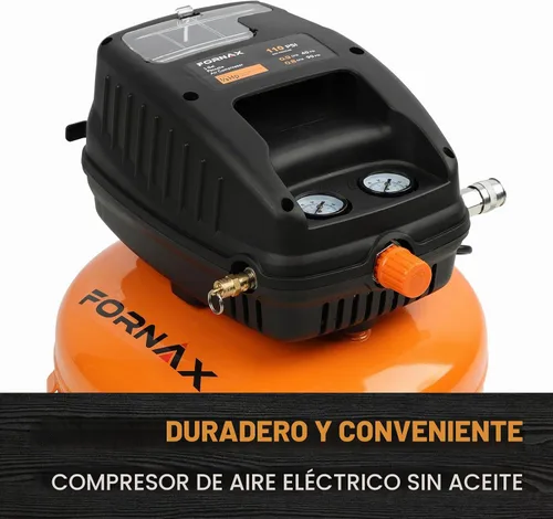 Vista 3 de FORNAX - Compresor de aire redondo, 3 galones, 110 PSI, compresor de aire portátil, sin aceite