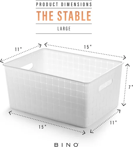 Vista 2 de BINO Cestas de almacenamiento de plástico grandes - blancas THE STABLE COLLECTION Almacenamiento multiusos Organizador de gabinete rectangular
