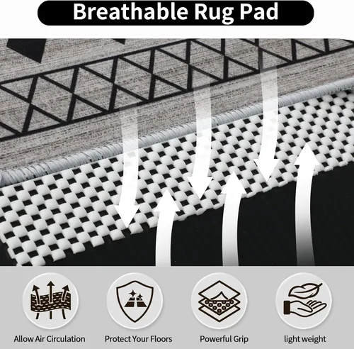 Vista 2 de FestiCorp Almohadillas antideslizantes para alfombras de 2 x 3 pies, con agarre antideslizante, para debajo de alfombras y suelos de superficie dura