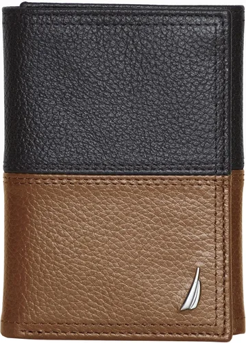 Vista 19 de Nautica Men's Trifold Wallet RFID Blocking Protection ID Window Card Slots Genuine Leather Durable