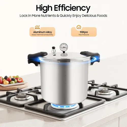 Vista 7 de Olla a presión Envase grande a prueba de explosiones de 23 cuartos de galón para el hogar y camping 90Kpa Cookware Rotating Lock/Unlock Lid