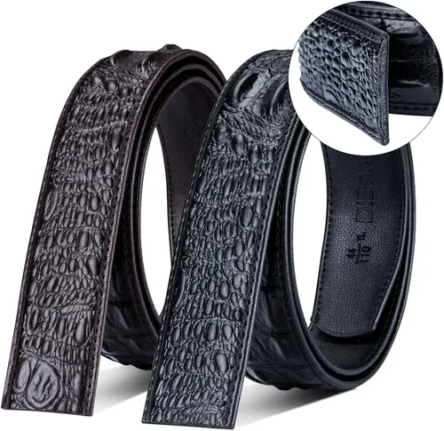 Vista 5 de Barry.Wang Hebilla de trinquete para hombre o correa de cuero genuino, hebilla sin níquel, ajustable