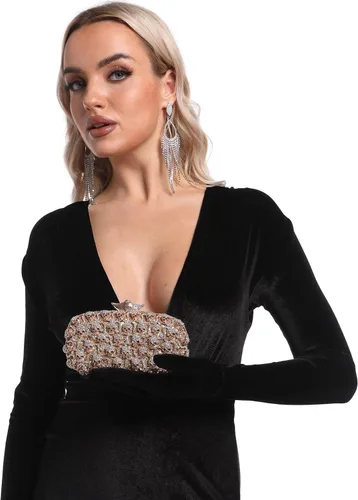 Vista 7 de Boutique De FGG Bolso de mano de cristal de calavera para mujer, bolso de mano de noche con diamantes de imitación, para fiesta, graduación