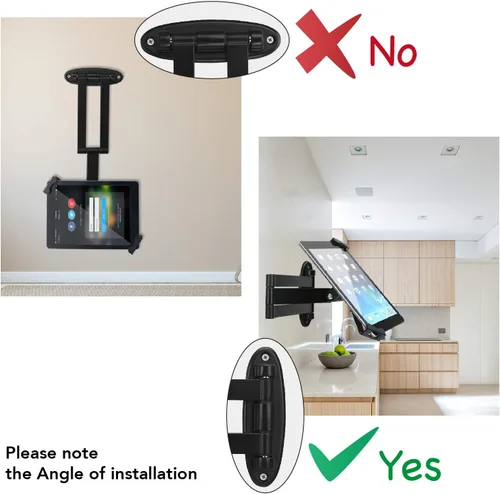 Vista 7 de Soporte de pared para tableta, brazo giratorio ajustable, cerradura de seguridad antirrobo y llave, plegable, rotación 360°, negro