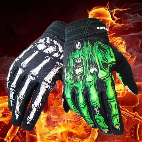 Vista 5 de Guantes de ciclismo de esqueleto, guantes de motocicletas, para vehículos todoterreno MTB, guantes de bicicleta, absorción de golpes, diseño