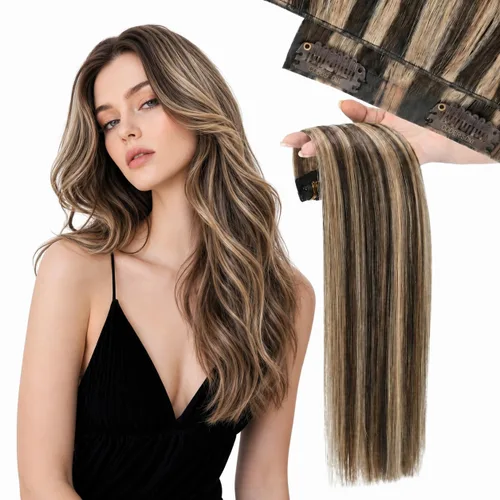 Vista 29 de Moresoo Genius - Extensiones de cabello humano real con clip, color negro azabache, invisibles, sin costuras, de trama de piel sintética