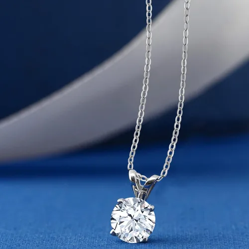 Vista 102 de Gem Stone King Collar con colgante solitario de plata de ley 925 de 0.236 in con piedra natal redonda Collar de 4 puntas para mujer Con cadena