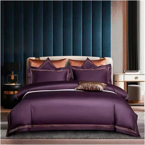 Vista 14 de Juego de ropa de cama de algodón egipcio de 1000 hilos, 4/6 piezas, tamaño doble, queen, king, bordado, funda de edredón, sábana, funda de almohada