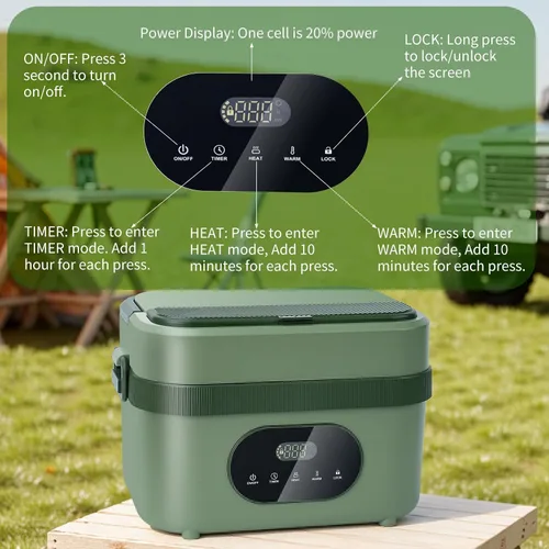 Vista 5 de MDHAND Lonchera térmica para hombres – Fiambrera eléctrica inalámbrica con batería de 18000 mAh para adultos trabajadores, viajeros, conductores