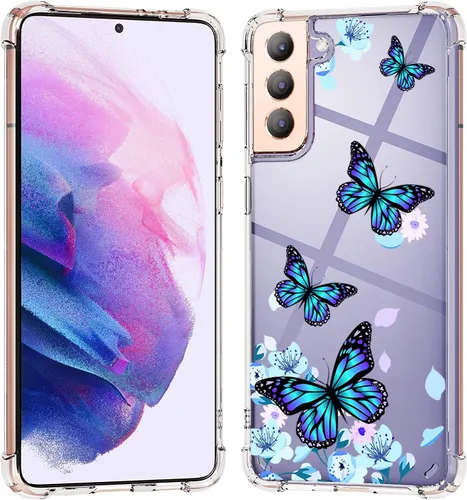 Vista 6 de KIOMY Funda Negra para Samsung Galaxy S21 5G con Rincónes de Airbag, Parachoques Resistente a Golpes, Cubierta Protectora Flexible de TPU