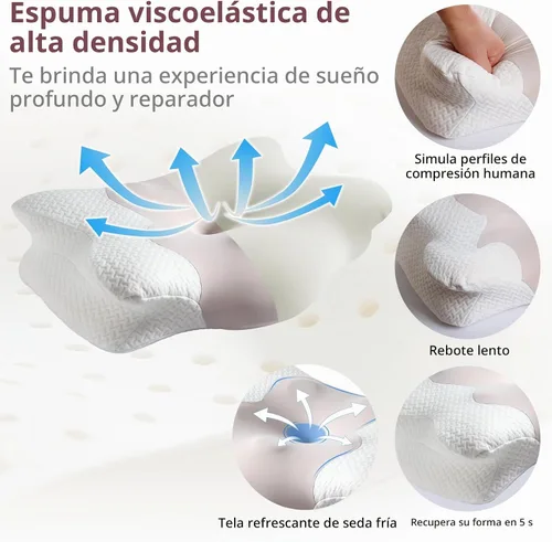 Vista 6 de Almohada cervical cervical para dormir, almohada ergonómica ajustable, almohada de contorno de cuello para dormir lateral para adultos, almohada