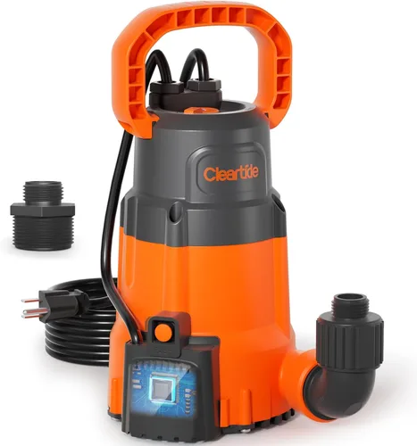 Vista 10 de Cleartide Bomba de agua sumergible de 1 HP, bomba de sumidero de 4500 GPH, enchufe portátil y trabajo para estanque, riego de jardín, piscina