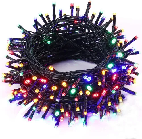 Vista 10 de Tira de luces de hadas de Navidad con cable negro de 33 pies, 100 luces LED para enchufar Extendable Black Lights with 8 Modes for Xmas Tree