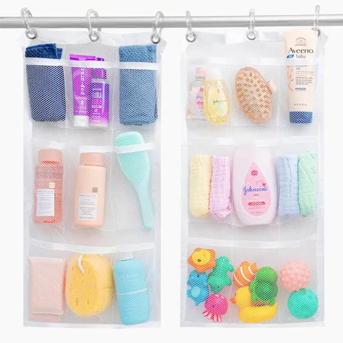 Vista 12 de Handy Laundry Cortina de ducha organizadora de baño -9 bolsillos- Perfecto para organizar el baño en casa, tus artículos de tocador y juguetes