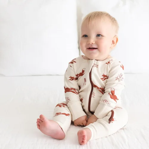 Vista 2 de PARADE Organic Signature Print '2-Way' Zip Romper - Long Sleeve
