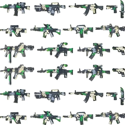 Vista 4 de 390+ Piezas Paquete de Armas Militares Juguetes de Bloques de Construcción Conjunto de Armas del Ejército Conjunto de Equipo de Soldado Kits