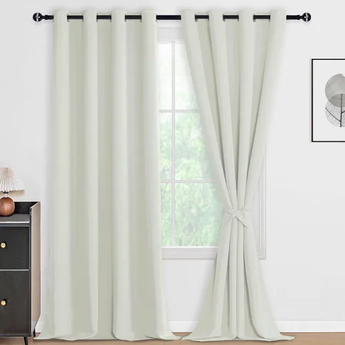 Vista 104 de DWCN - Cortinas 100% opacas para dormitorio con forro negro, cortinas de ventana de doble capa con aislamiento térmico que oscurecen toda la Azul