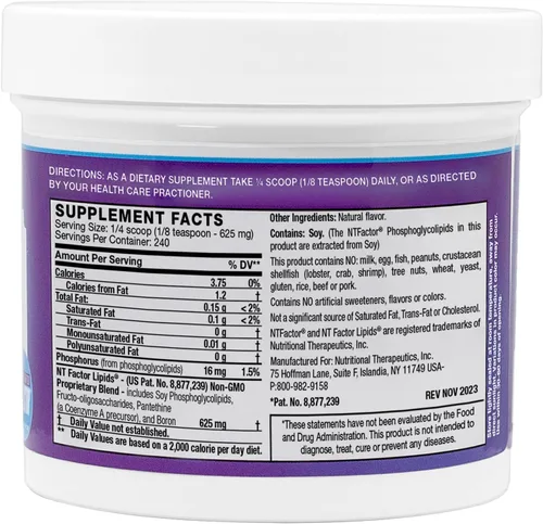 Vista 2 de Nutritional Therapeutics NTFactor Lipids Powder, envejecimiento y soporte celular, 240 porciones