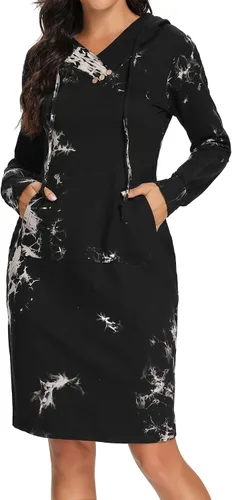 Vista 2 de Kimmery Vestido de manga larga para mujer, ligero, con bolsillo de canguro, sudadera con capucha para otoño