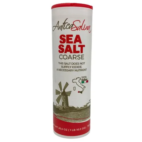 Vista 2 de Combo de sal marina fina y gruesa Antica Salina de Trapani, Sicilia Todo natural, gourmet, sin blanquear, Kosher 26.5 oz (750 g) Paquete de 4