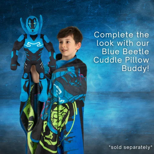 Vista 7 de WB Blue Beetle Movie - Manta súper suave de micro raschel para niños, 46 x 60 pulgadas, (producto oficial con licencia) por Franco